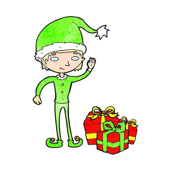 Cartoon Weihnachtself Illustration Auf Weißem Hintergrund — Stockvektor