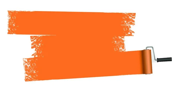 Eps 10矢量图 白色背景下与油漆辊和彩绘橙色标记分离 — 图库矢量图片