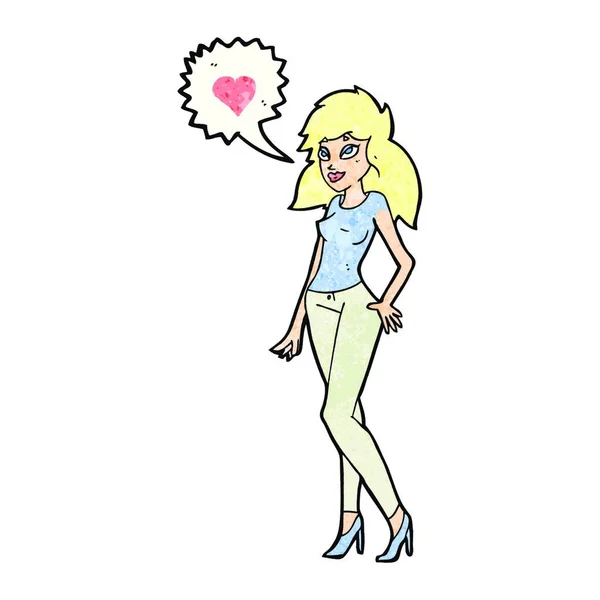 Cartoon Vrouw Verliefd — Stockvector