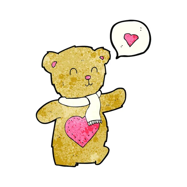 Мультяшный Милый Медведь Сердцем Любви — стоковый вектор