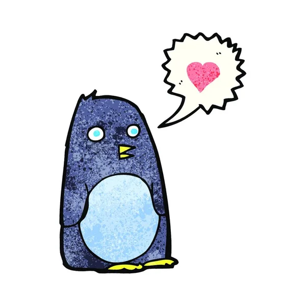 Cartoon Pinguïn Met Liefde Hart — Stockvector