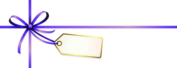 Eps Векторная Иллюстрация Фиолетового Цветного Банта Ленты Висячим Тегом Свободным — стоковый вектор