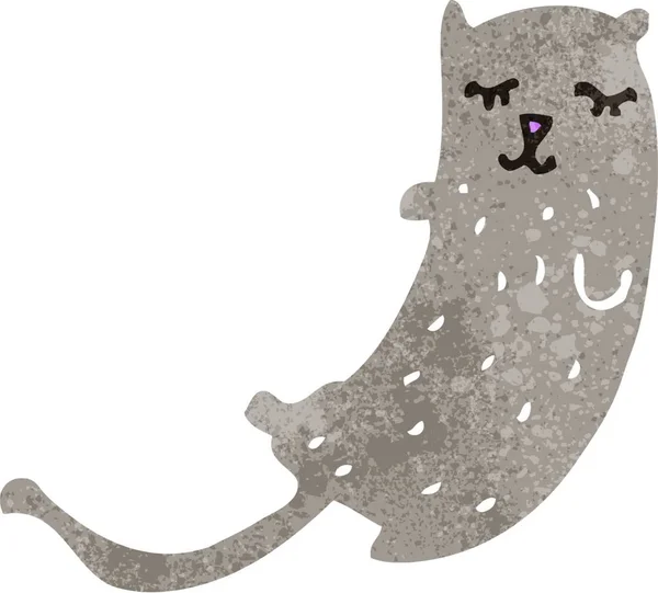 Retro Tecknad Katt Illustration Vit Bakgrund — Stock vektor