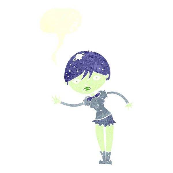 Kreslené Upíří Dívka Hlasovou Bublinou — Stockový vektor