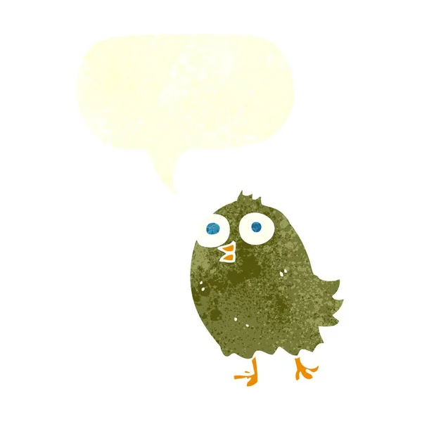 Kreslený Šťastný Pták Bublinou Řeči — Stockový vektor