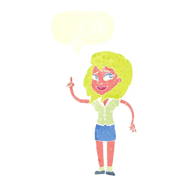 Dibujos Animados Mujer Bonita Con Idea Con Burbuja Habla — Vector de stock