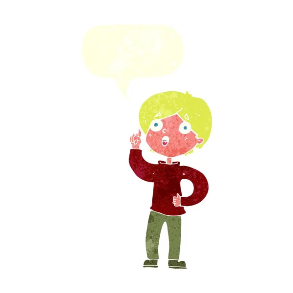 Niño Dibujos Animados Con Idea Con Burbuja Habla — Archivo Imágenes Vectoriales