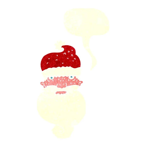 Dessin Animé Sombre Visage Père Noël Avec Bulle Parole — Image vectorielle