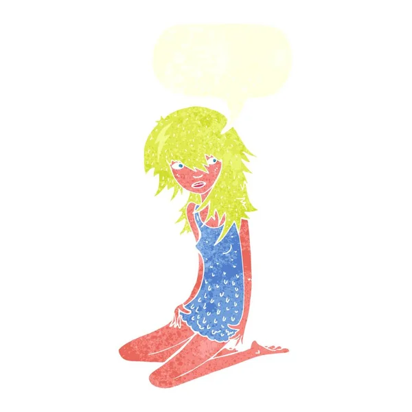 Καρτούν Όμορφο Κορίτσι Φούσκα Ομιλία — Διανυσματικό Αρχείο