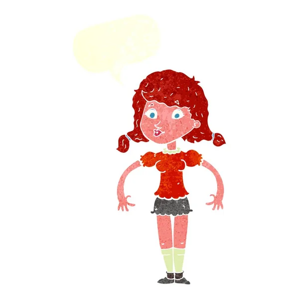 Dibujos Animados Chica Bonita Con Burbuja Del Habla — Vector de stock