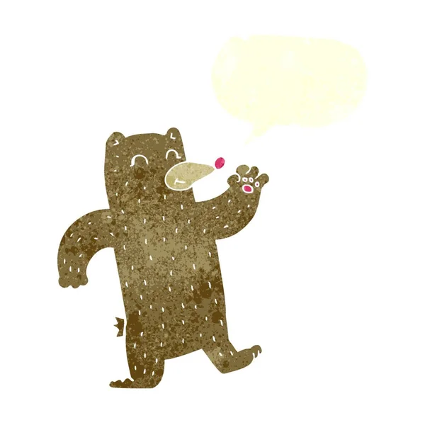 Urso Acenando Desenhos Animados Com Bolha Fala — Vetor de Stock