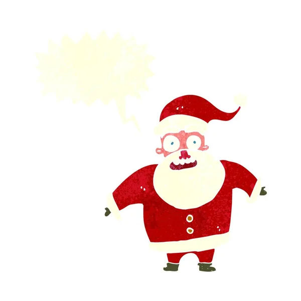 Desenho Animado Chocado Santa Claus Com Fala Bolha — Vetor de Stock
