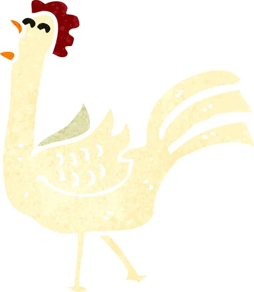 Ρετρό Κοτόπουλο Κινουμένων Σχεδίων Απεικόνιση Λευκό Φόντο — Διανυσματικό Αρχείο