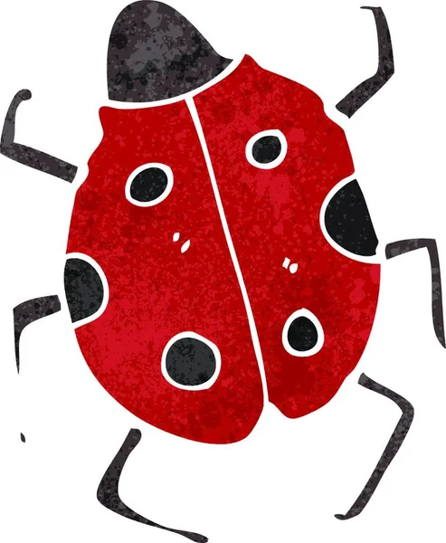 Retro Cartoon Ladybug White — Vector de stock