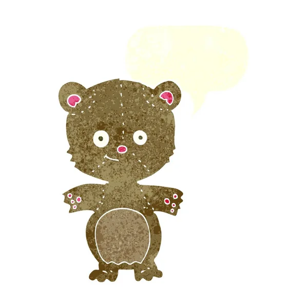 Karikatur Glücklicher Teddybär Mit Sprechblase — Stockvektor