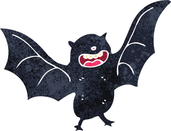 Retro Dibujos Animados Murciélago Espeluznante — Vector de stock