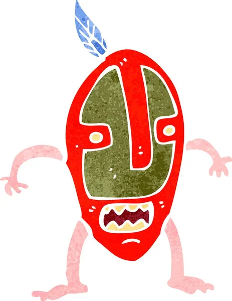 部族の仮面のレトロ漫画家 — ストックベクタ