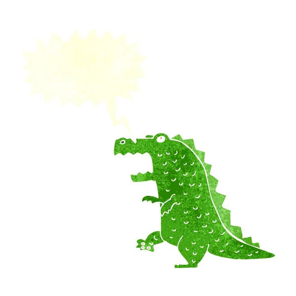Dinosaure Dessin Animé Avec Bulle Parole — Image vectorielle