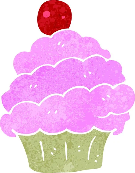 Ρετρό Ροζ Cupcake — Διανυσματικό Αρχείο