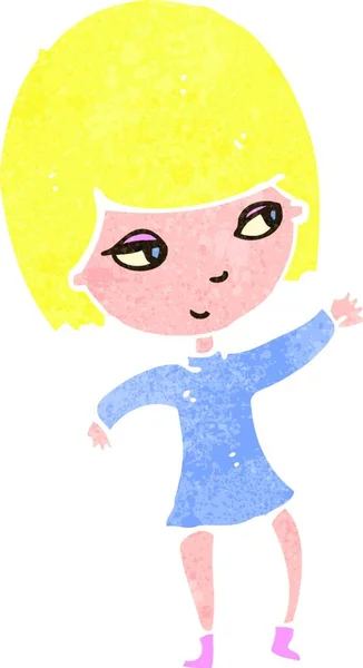 Dibujos Animados Retro Niña Rubia Bastante — Vector de stock