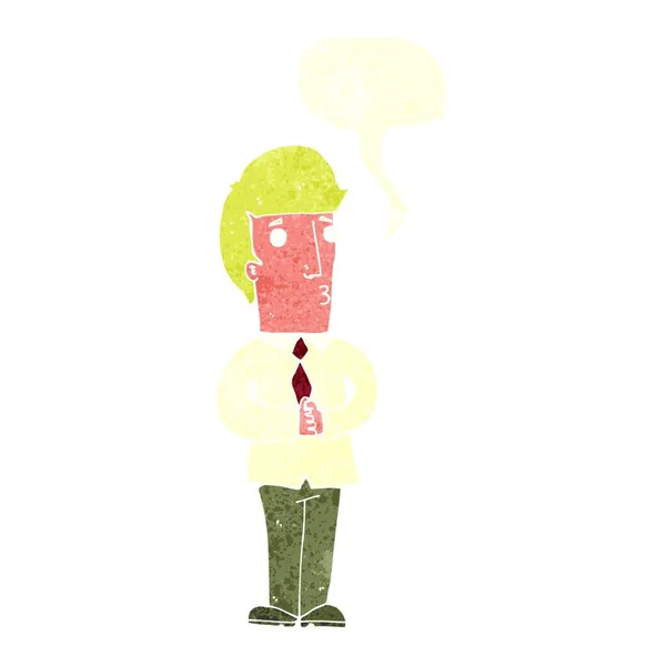 Cartone Animato Uomo Nervoso Con Bolla Discorso — Vettoriale Stock
