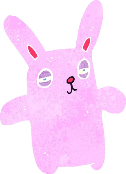 Retro Cartoon Pink Rabbit — Stock Vector