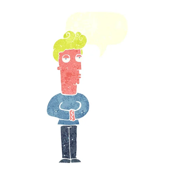 漫画はスピーチバブルで男をジャッド 白い背景のイラスト — ストックベクタ