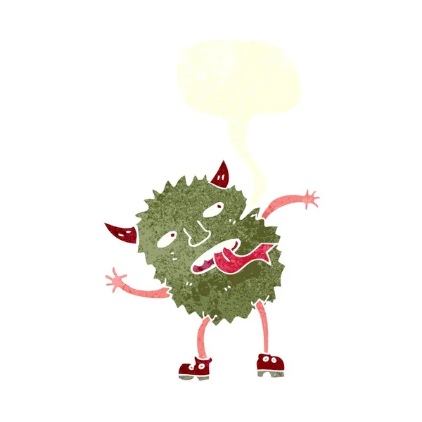 Lustiges Cartoon Monster Mit Sprechblase — Stockvektor