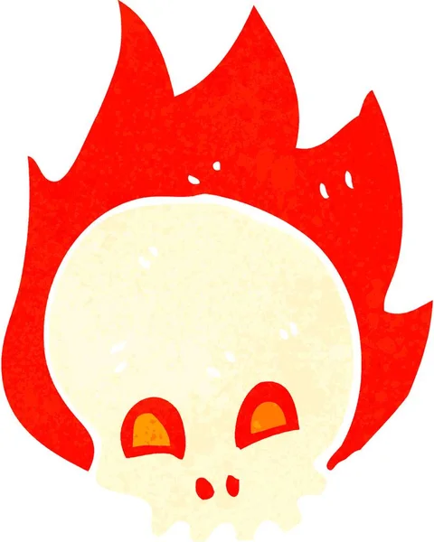 Retro Cartoon Flaming Skull — Stock Vector