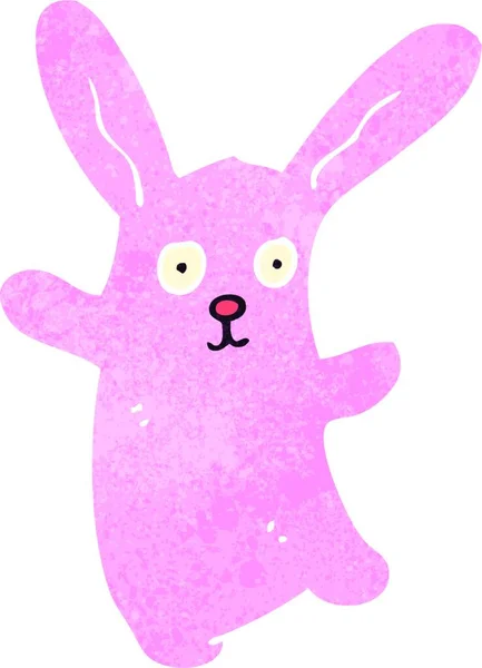 Retro Cartoon Pink Rabbit — Stock Vector