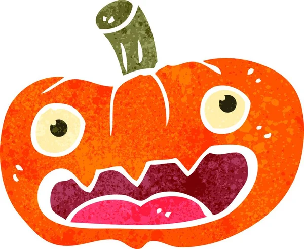 Retro Cartoon Pumpkin Illustration White Background — Stock Vector