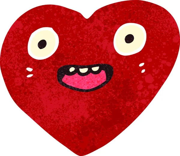 Dibujos Animados Retro Corazón Divertido — Vector de stock