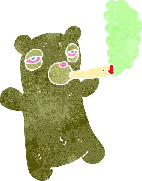 Retro Cartoon Teddy Bear Smoking — Stock Vector