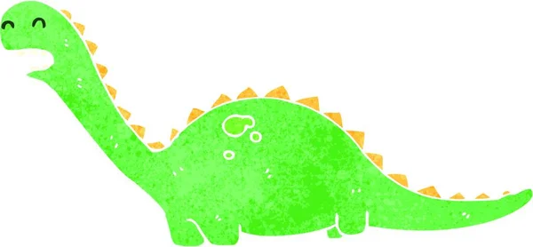 Dinosaure Dessin Animé Rétro Illustration Sur Fond Blanc — Image vectorielle