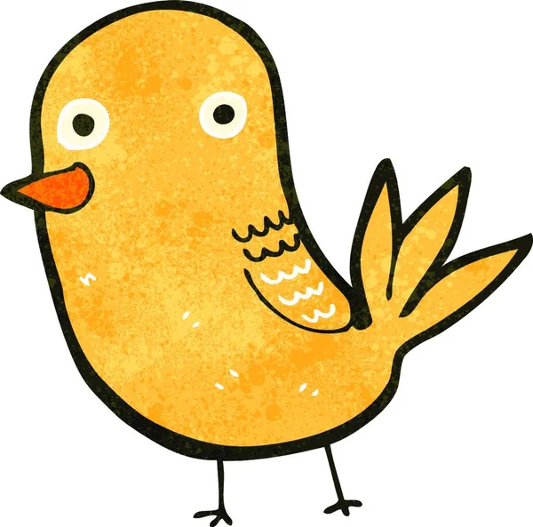 Retro Pássaro Dos Desenhos Animados Ilustração Fundo Branco — Vetor de Stock