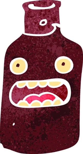 Retro Desenho Animado Vinho Garrafa Personagem — Vetor de Stock