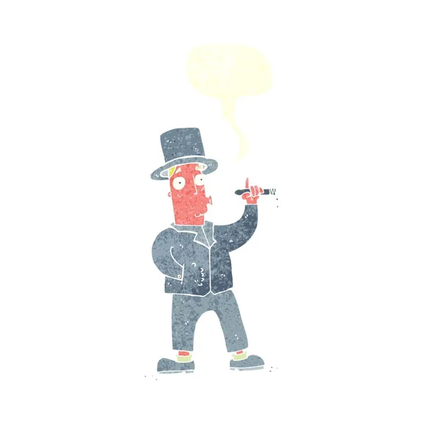 Karikatur Rauchender Herr Mit Sprechblase — Stockvektor