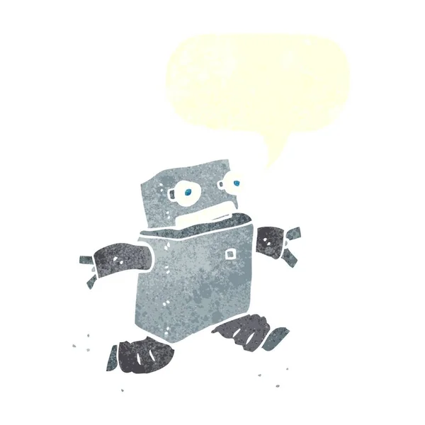 Cartoon Running Robot Speech Bubble — Stock Vector