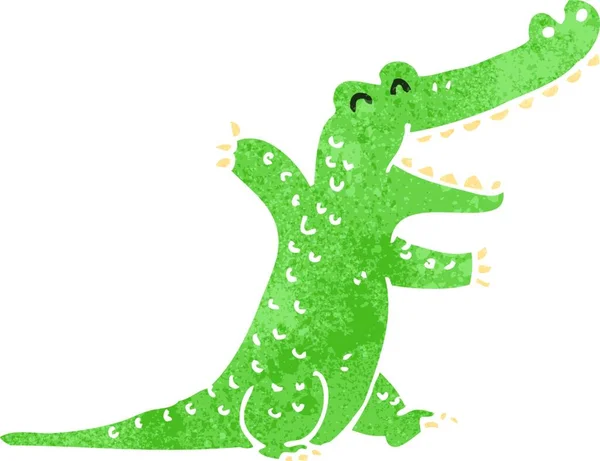 复古漫画鳄鱼 白色背景图解 — 图库矢量图片