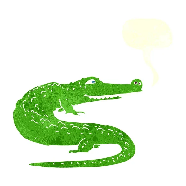 Crocodile Dessin Animé Avec Bulle Parole — Image vectorielle