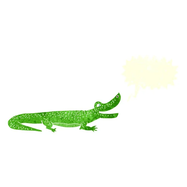 Karikatur Glückliches Krokodil Mit Sprechblase — Stockvektor