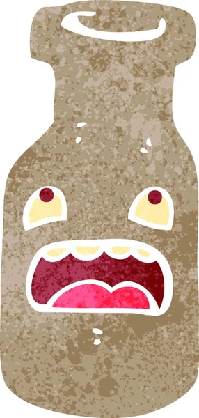Retro Cartoon Wine Bottle Character — Stock Vector
