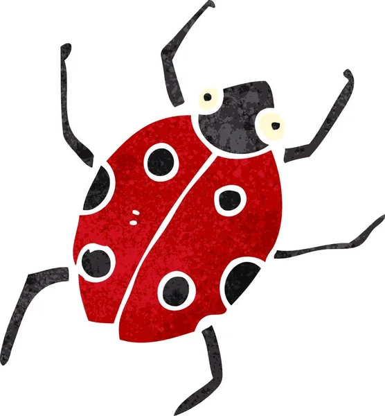 Retro Cartoon Ladybug White — Vector de stock