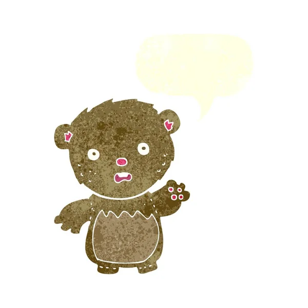 Karikatur Besorgte Teddybär Mit Sprechblase — Stockvektor