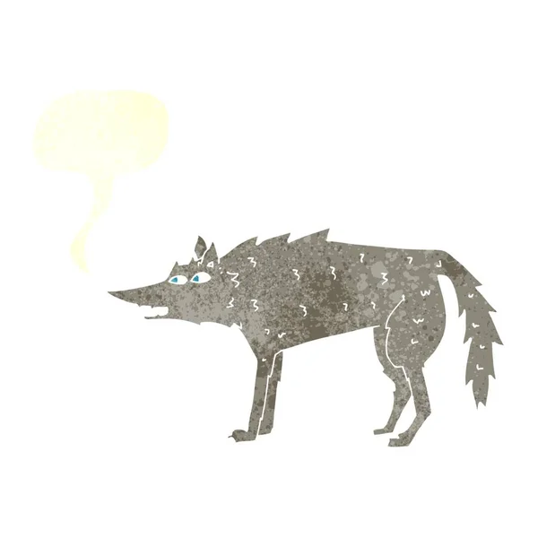 Cartoon Wolf Met Spraakbel — Stockvector