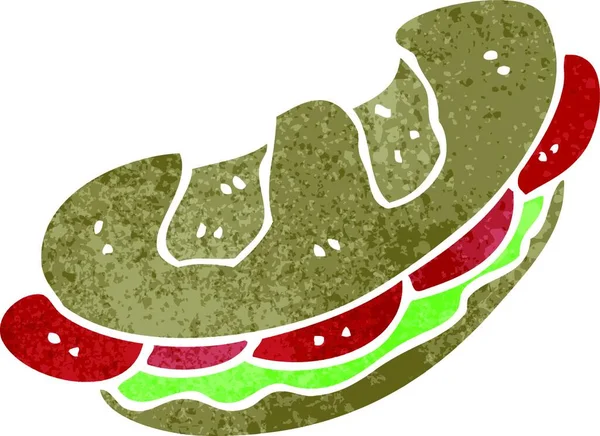 Retro Cartoon Sandwich Illustration White Background — Stock Vector