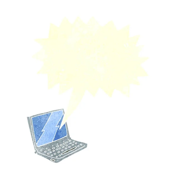 Computador Portátil Dos Desenhos Animados Com Bolha Fala — Vetor de Stock