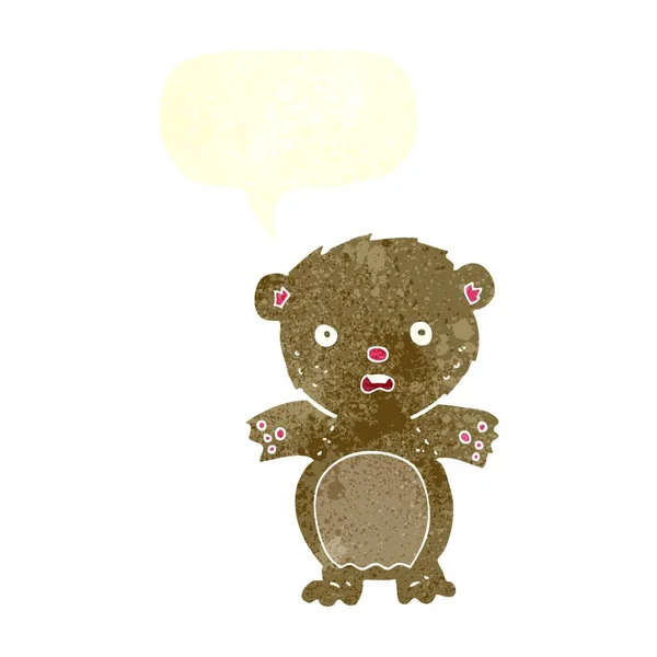 Verängstigte Teddybär Karikatur Mit Sprechblase — Stockvektor