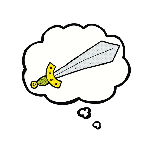 带有思想气泡的卡通剑 — 图库矢量图片