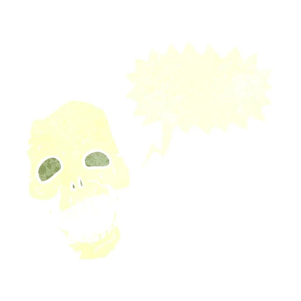 Crâne Effrayant Dessin Animé Avec Bulle Parole — Image vectorielle